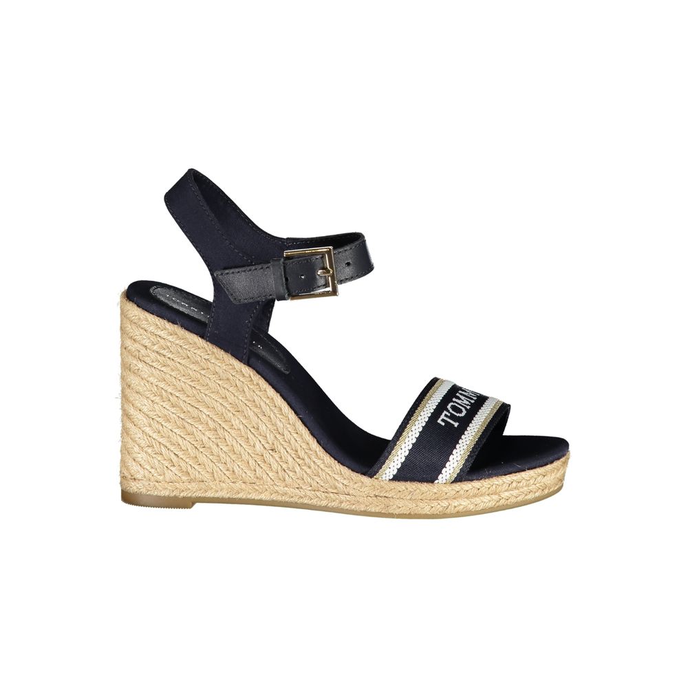 Tommy Hilfiger Blue Polyester Sandal with 11 cm wedge, ankle buckle, contrast details, and embroidery logo.