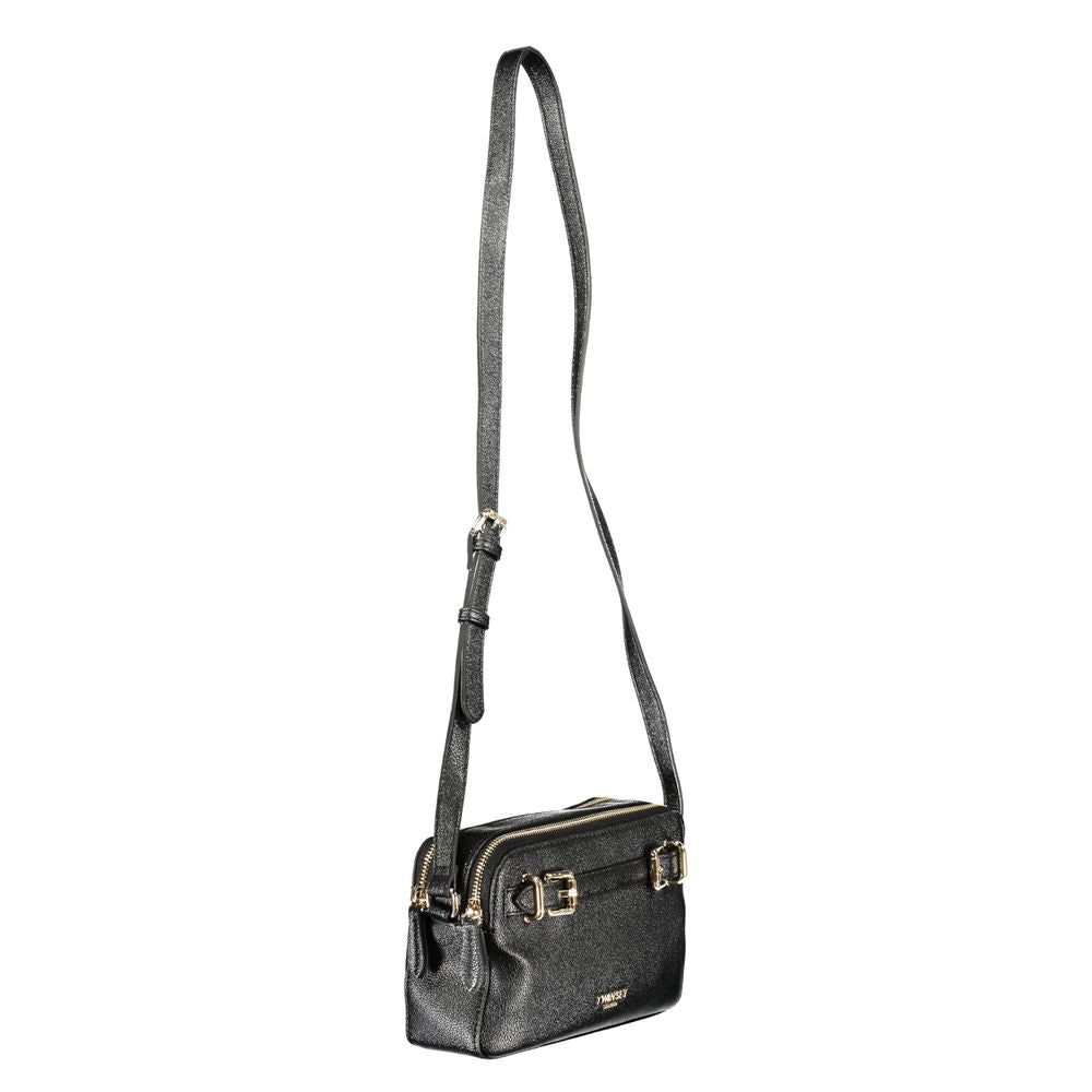 Twinset Black Polyethylene Women Handbag with adjustable strap and compartments, designed for elegance and functionality.