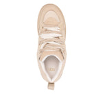 UGG Australia Sneakers Beige with light beige front lace-up, rubber sole, and debossed logo, top view showing pull-tab and platform height.