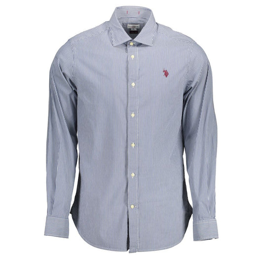 U.S. POLO ASSN. Blue Cotton Men Shirt with French collar and logo embroidery