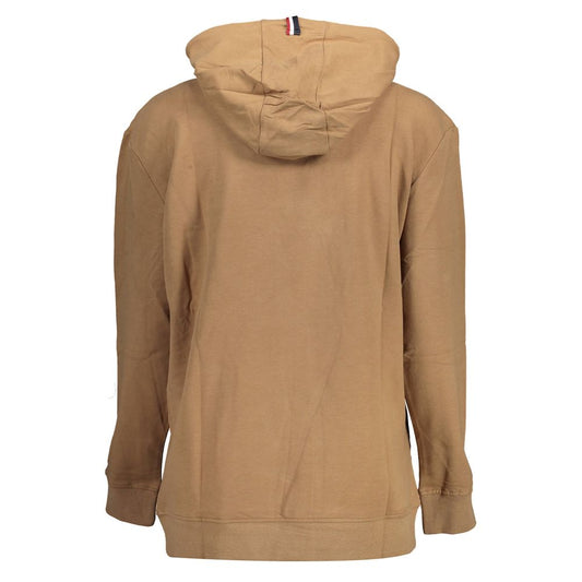 U.S. POLO ASSN. Brown Cotton Sweater, hooded sweatshirt with embroidery, 2 pockets and contrasting details. Fashionable and comfortable.