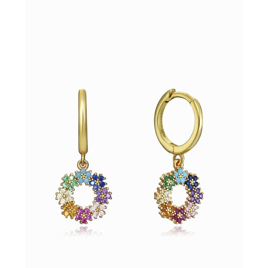 Elegant multicolored gold hoop earrings with floral design, suitable for ladies, featuring VICEROY JEWELS Mod. 13049E100-39 in Official Box