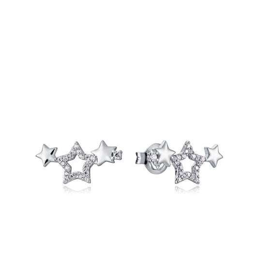Silver earrings featuring stars by VICEROY JEWELS Mod. 13074E000-30, quartz chronograph, water resistant, 925° silver, ladies fashion jewelry.