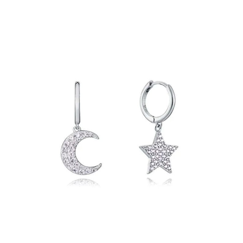 VICEROY JEWELS Mod. 13104E000-30 silver earrings with moon and star design, quartz analog, ladies, 5 ATM water resistance, in official box.