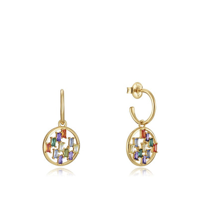 Colorful gemstone earrings, round design, perfect for elegant style