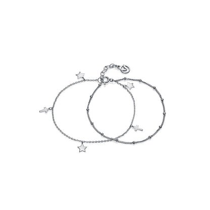 VICEROY JEWELS Mod. 4089P000-00 Women's Silver 925° Bracelet with Star Charms, 32mm Chronograph Quartz Watch, 5 ATM Water Resistant