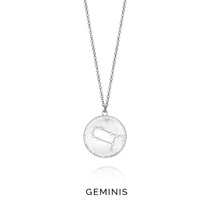 Silver necklace with Gemini constellation pendant by VICEROY JEWELS Mod. 61014C000-38G for ladies, includes official box packaging.