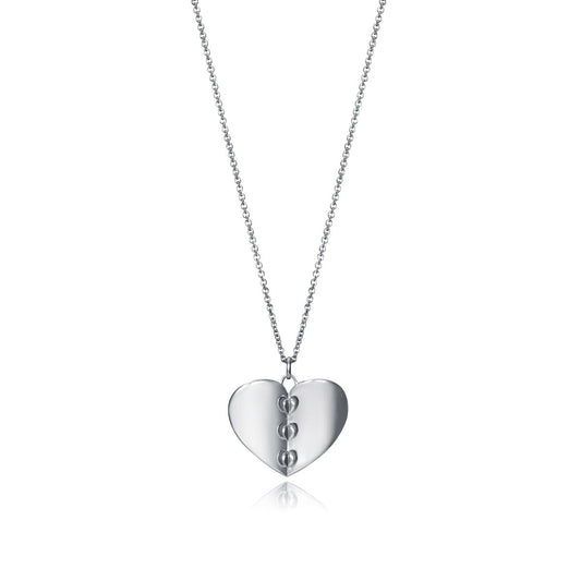 Silver heart necklace by VICEROY JEWELS Mod. 61065C100-36 for ladies, quartz analog, mineral dial, 30 mm, 3 ATM water resistant.