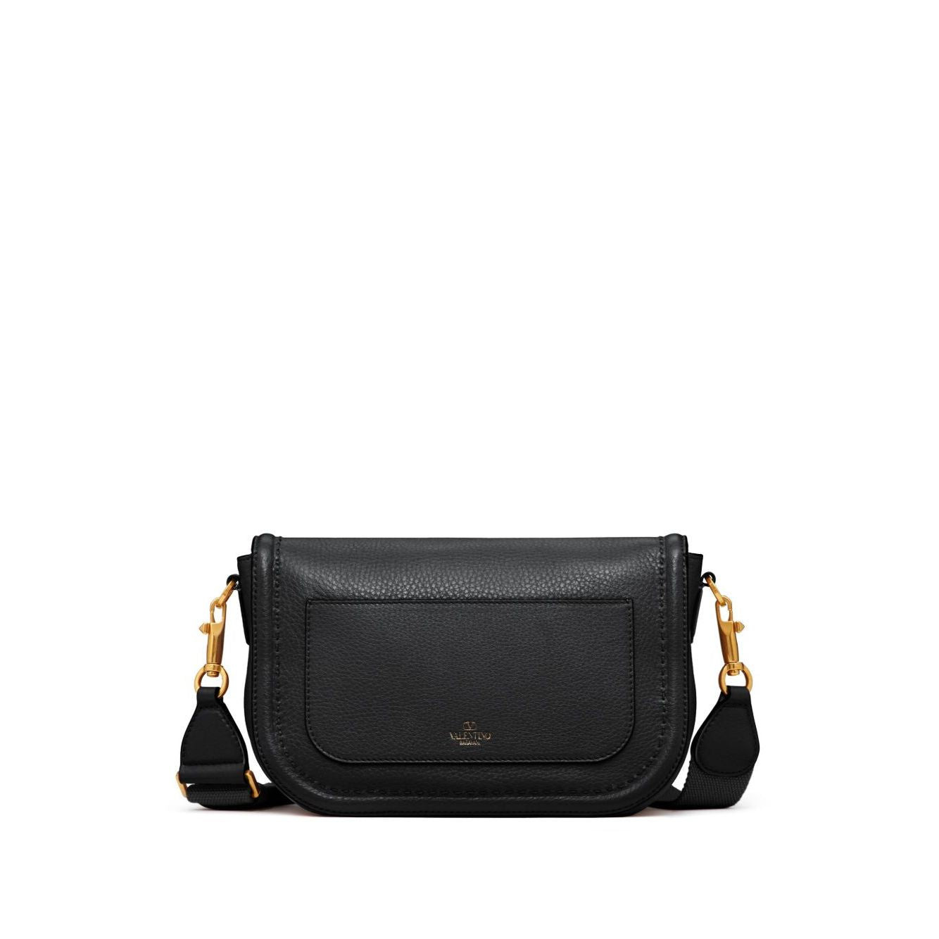 Valentino Garavani Alltime Grainy Calfskin Shoulder Bag with VLogo and detachable strap