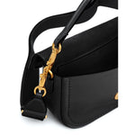 Valentino Garavani Alltime Grainy Calfskin Shoulder Bag with black leather and gold hardware details.