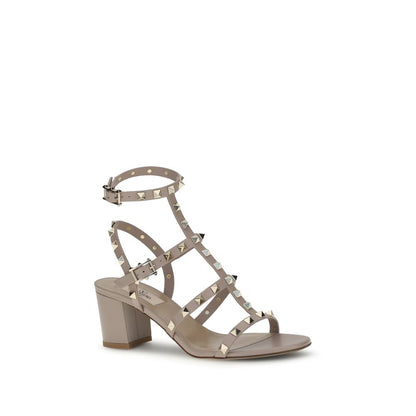 Valentino Garavani Beige Calf Leather Bos Taurus Platform Sandals