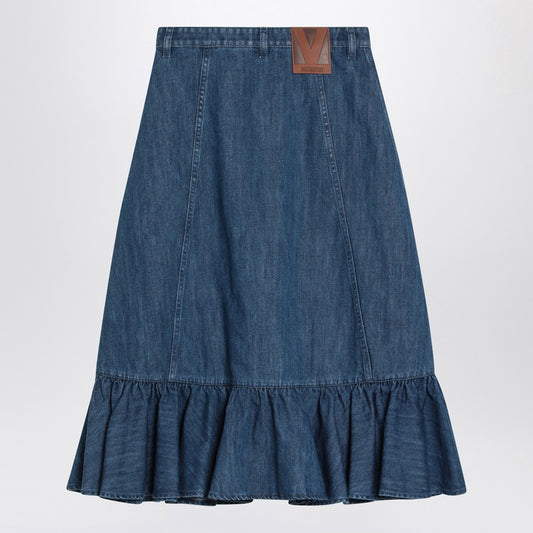 Valentino Blue cotton-linen blend denim midi skirt LDin,Spring - Summer 2025,Women,Women > Clothing,Women > Clothing > Skirts,Yes Eu Valentino 6B3DD18L94C/Q_VALE-558_102