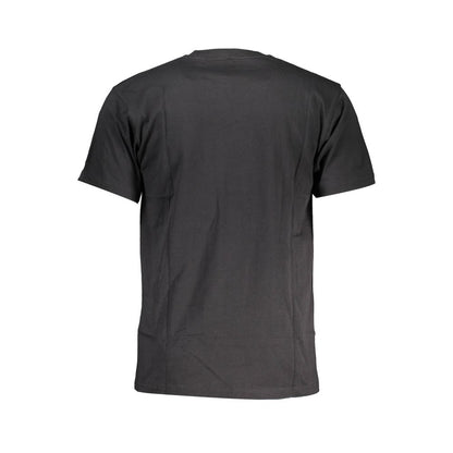 Back view of Vans Black Cotton Men T-Shirt showcasing short sleeves and pure cotton fabric.