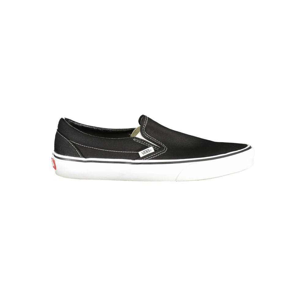 Vans Black Polyester Men Sneaker, Classic Slip-On, stylish streetwear footwear, contrasting details, skateboarding shoes for casual meet-ups