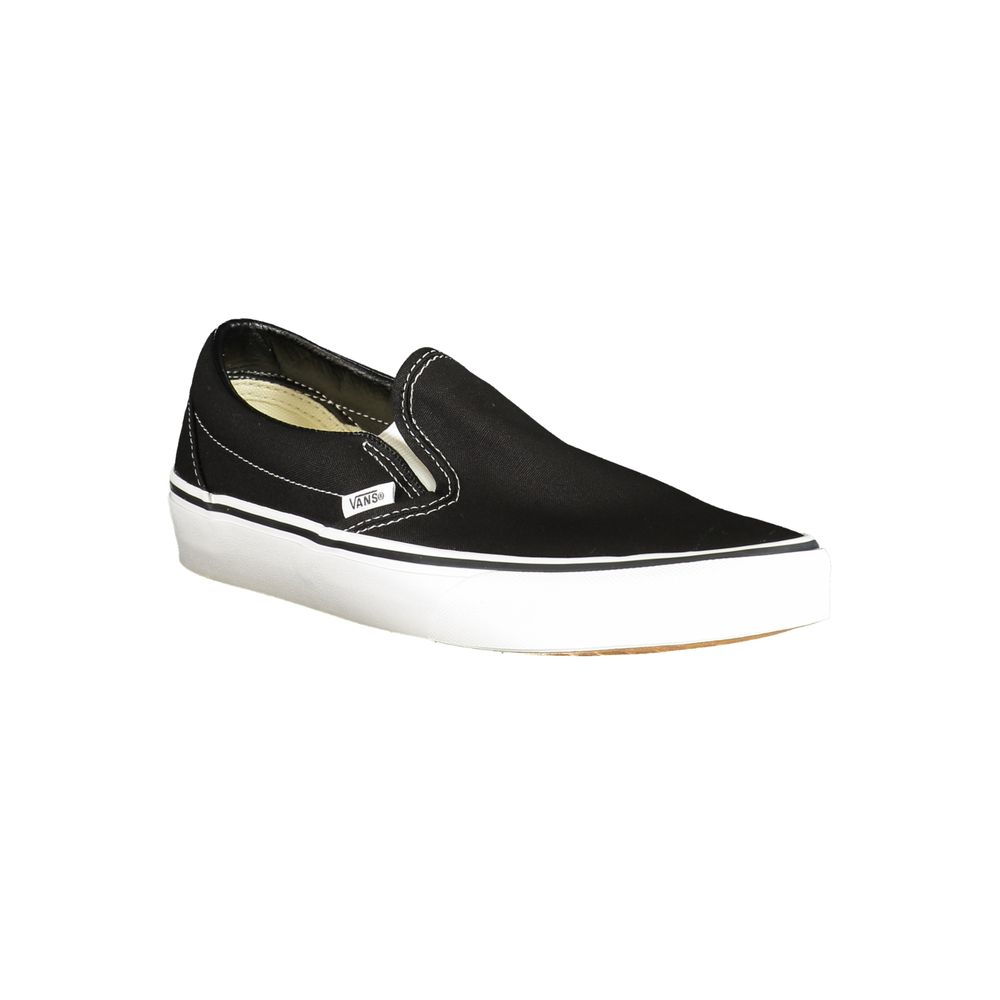 Vans Black Polyester Men Sneaker with elastic slip-on design and contrasting details, perfect for streetwear and skateboarding style.