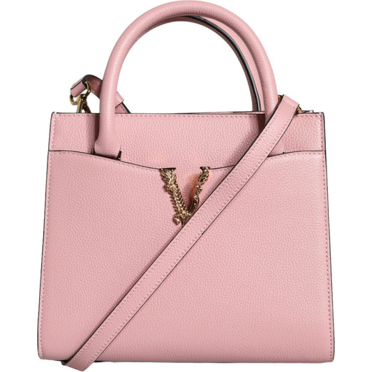 Versace Pink Small Top Handle Grainy Calf Leather Crossbody Bag BAG1588