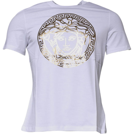 Versace White Medusa Print Cotton Crew Neck T-shirt TSH87197-40