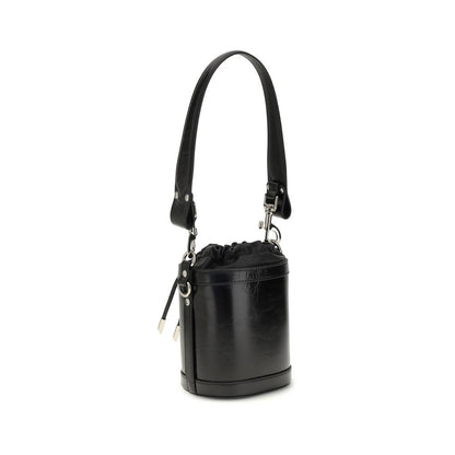Vivienne Westwood Black Calf Leather Bos Taurus Backet Bag with Orb detail, bucket shape, and removable chain strap, AW25 collection.