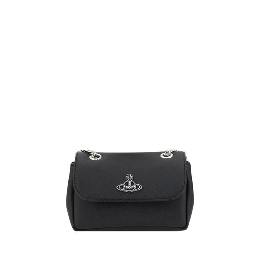 Vivienne Westwood Black Polyethylene Shoulder Bag with chain strap and Orb logo plaque.