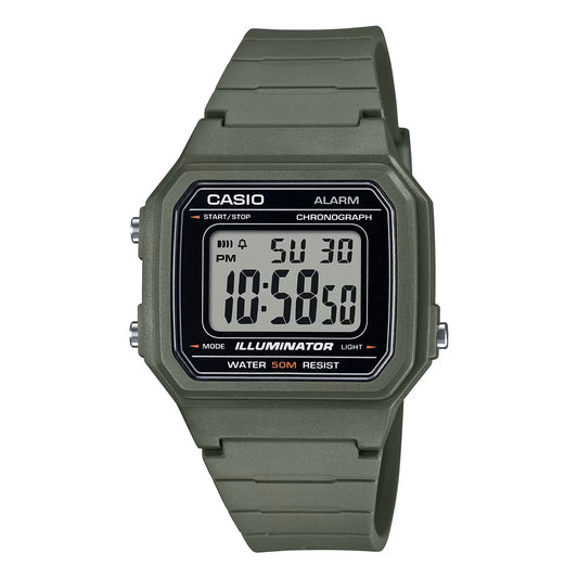 CASIO TIMELESS COLLECTION Mod. SPORT ILLUMINATOR WR 50M, ALARM, CHRONOGRAPH - ARMY GREEN