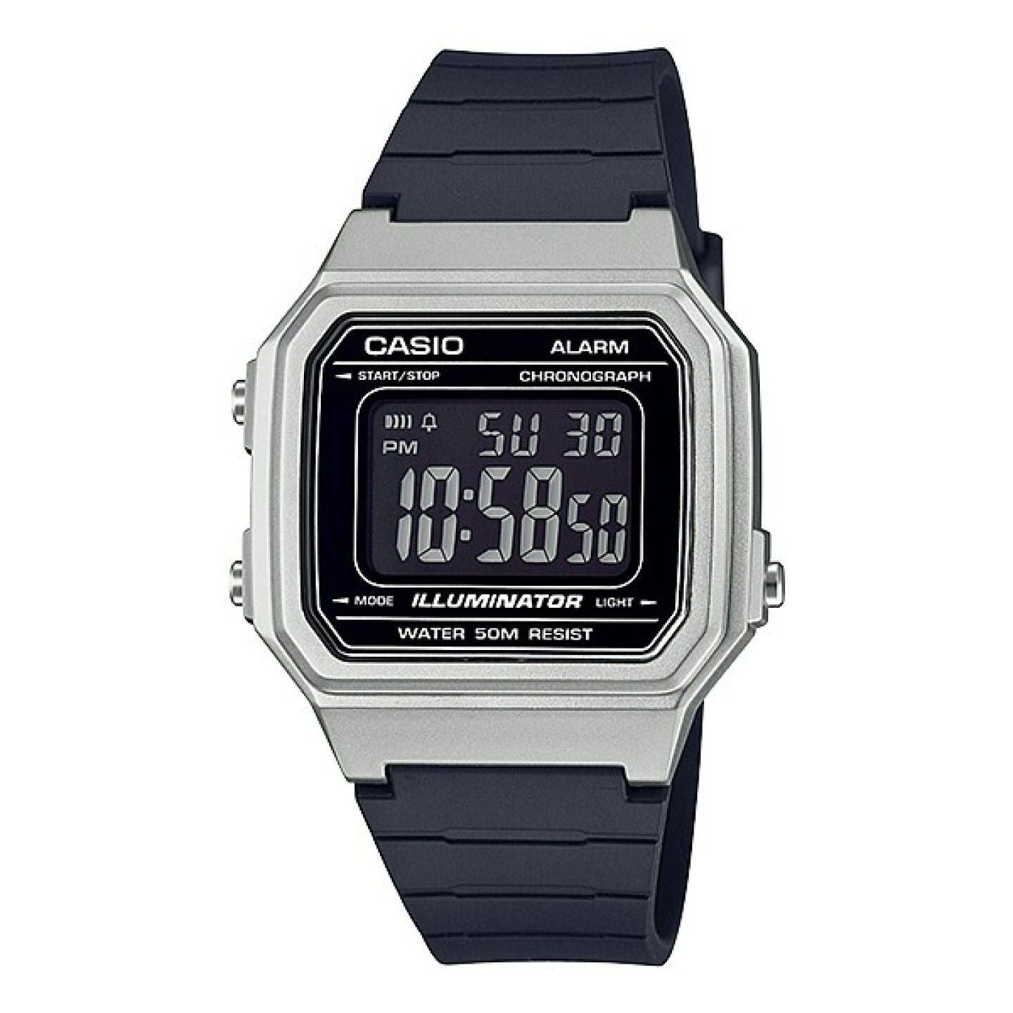 CASIO TIMELESS COLLECTION Mod. SPORT ILLUMINATOR WR 50M. ALARM. CHRONOGRAPH - SILVER - METAL SERIE