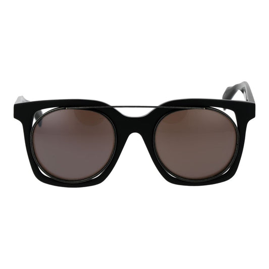 Yohji Yamamoto Gray Unisex Sunglass with full-rim grey frame and brown plastic lenses offering 100% UVA & UVB protection.