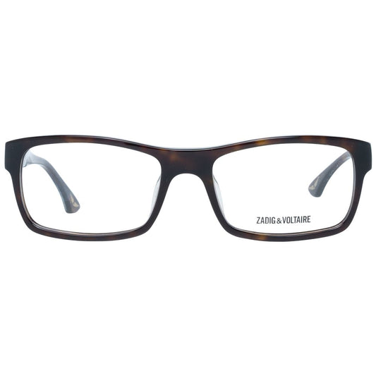 Front view of Zadig & Voltaire Brown Men Glasses Frame with full-rim rectangle design and plastic material.