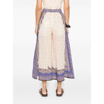Back view of Zimmermann Maxine trousers in ecru with side slit pockets and eco-friendly materials